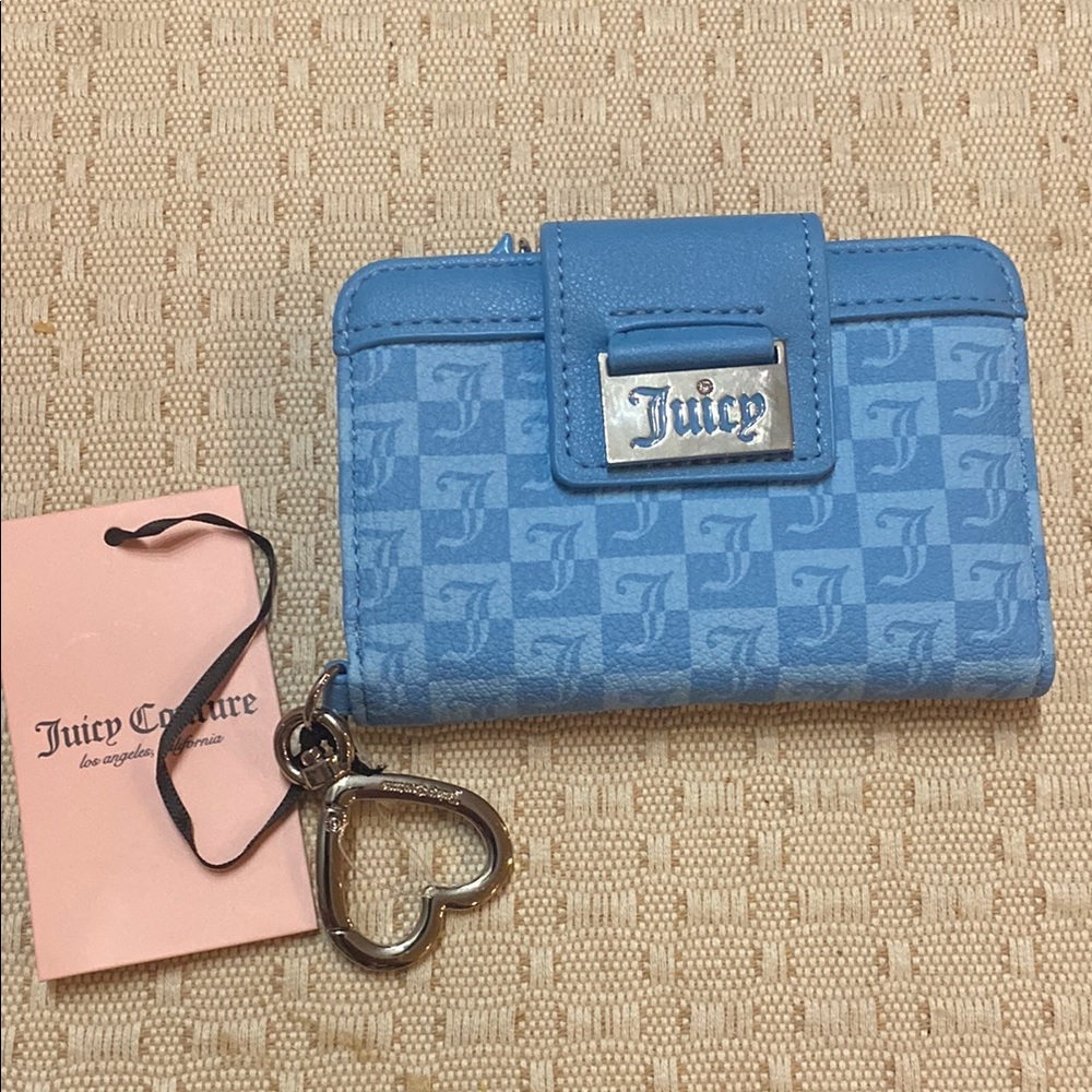 Juicy Couture Blue Wallet with Heart Keychain